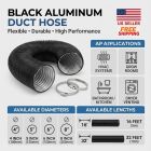 6" Dryer Vent Hose 32 FT Aluminium Flexible Duct with 2 Clamps, Black, Pack of 2