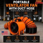 8 Inch Portable Air Mover Blower Fan with Flexible Ducting Hose 25 FT