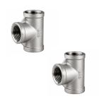 3/4 Inch Female NPT T Shape 3 Way Cast Pipe Fitting SS304, Pack 2