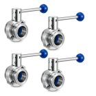 4" Tri Clamp Butterfly Valve Stainless Steel 304 (4" Tube OD), Pack 4