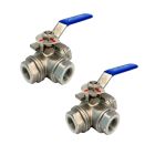 3-Way Ball Valve 1" NPT, T Mounting Pad, Stainless Steel 304, Pack 2