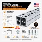 1-5/8" Strut Channel Trolley Track 5 FT, Pre-Galvanized Steel with Spring Nut M10