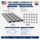 1-5/8" x 13/16" Strut Channel Trolley Track 5 FT (Pack of 4) with M10 Spring Nut Pack of 25