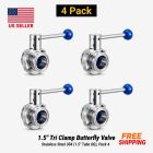 1.5" Tri Clamp Butterfly Valve Stainless Steel 304 (1.5" Tube OD), Pack 4