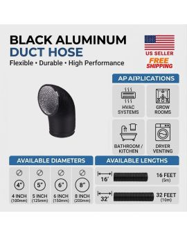 Dryer Vent Hose Flexible Air Duct, Black