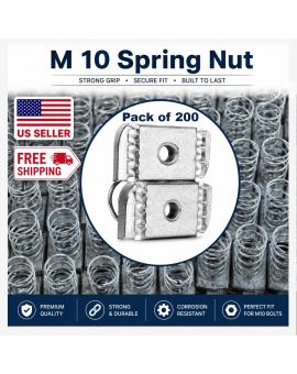 Spring Nut M10 (3/8"), Electro Finish, Pack of 200