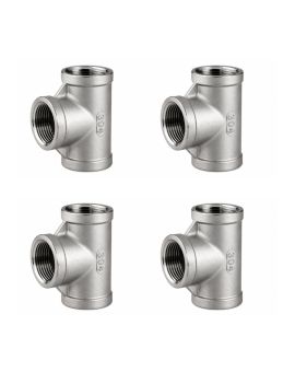 1 Inch Female NPT T Shape 3 Way Cast Pipe Fitting SS304, Pack 4