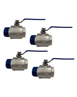 2" Ball Valve SS 304 Full Port 1000PSI Male/Female, Pack 4