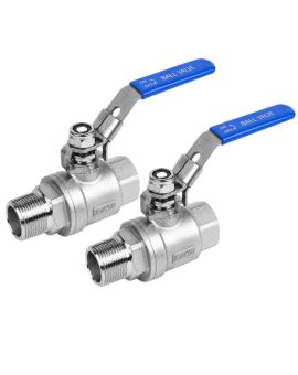 1 Inch Ball Valve SS 304 Full Port 1000PSI Male/Female NPT, Pack 2
