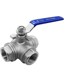 3-Way Ball Valve NPT, T Mounting Pad, Stainless Steel 304