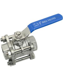 3/4 Inch, 3 Piece SS 304 Full Port Ball Valve, 1000 WOG