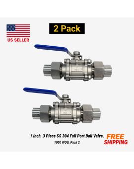 1 Inch SS 304 Full Port Ball Valve, 1000 WOG, Pack 2