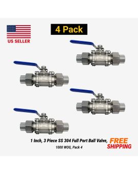 1 Inch SS 304 Full Port Ball Valve, 1000 WOG, Pack 4