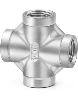 304 SS Pipe Fitting, 4 Way Cross 3/4" Female Thread Adapter