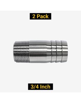 3/4" 304 Stainless Steel Hose Barb x Male NPT Thread Pipe Fitting Adapter , Pack of 2