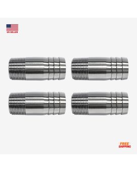 3/4" 304 Stainless Steel Hose Barb x Male NPT Thread Pipe Fitting Adapter, Pack of 4