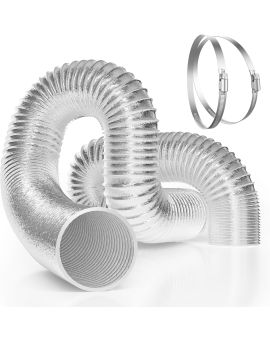 5" Dryer Vent Hose 16 FT Flexible Aluminum HVAC Air Duct with 2 Clamps