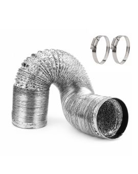 8" Flexible Aluminium Duct, 16 FT Long HVAC Air Duct with 2 Clamps