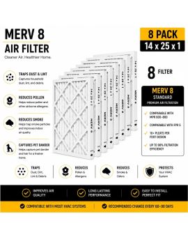 14x25x1 MERV 8 HVAC Furnace Air Filter (8- Pack)
